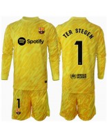 Otroške Nogometnih dresov Barcelona Ter Stegen #1 Vratar Domači 2024-25 Dolgi rokavi (+ hlače)